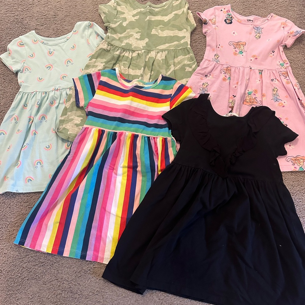 5 Girls Dresses 5T, Cat and Jack, Old Navy, Disney, Wonder Nation & Zara